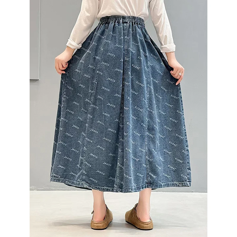 Masss Wasss 2026 Fashion Causal Skirts Womens Summer Classic Loose Denim Clothes Ladies Korean Design Vintage Elegant Streetwear