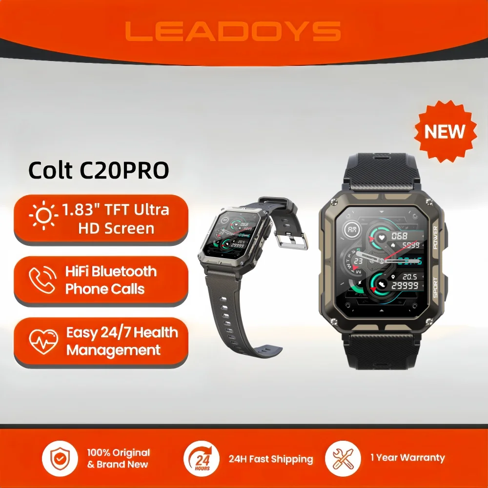 

Leadoys C20 proSmart Watch for Men with Voice Assistant Wireless Call IP68 Waterproof Outdoor Sports Compatible with Android iOS