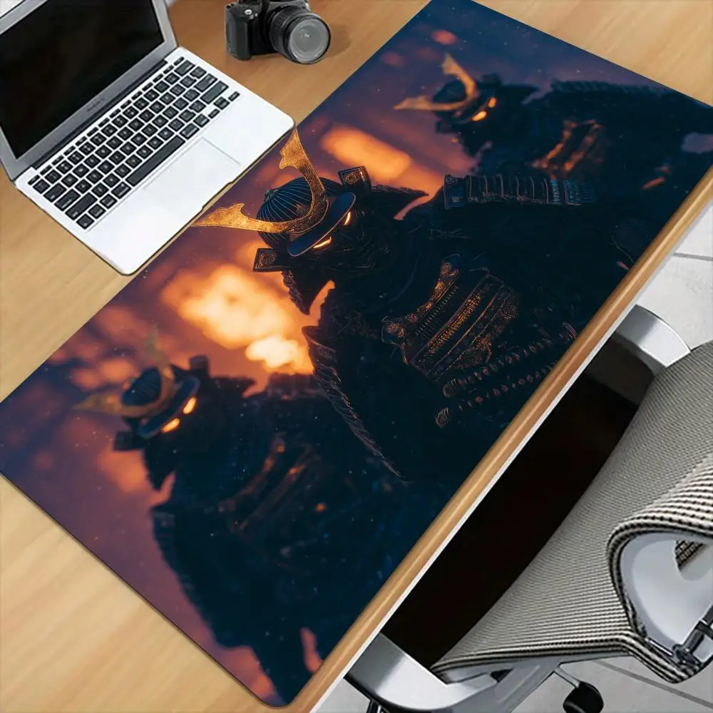 

Cool Japanese samurai theme large Mouse Pad Desk Mat Stitched Edge Non-Slip Durable pc accessories Gaming mats Mouse carpet