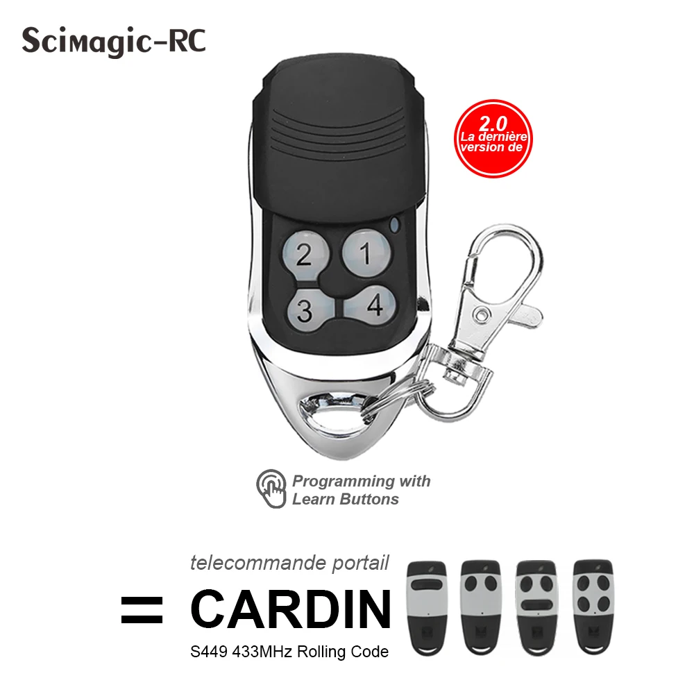 

CARDIN S449 QZ2 QZ4 Garage Door Remote Control 433.92MHz Rolling Code