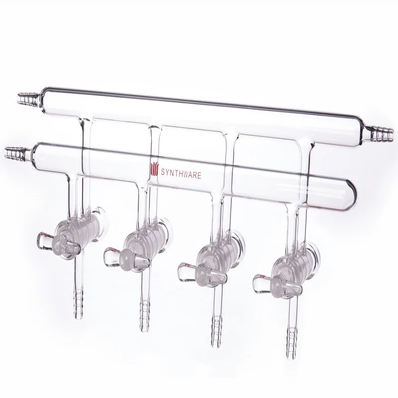 SYNTHWARE Vacuum gas distributor with double row pipes, Hollow plug, MANIFOLD, VACUUM/INERT GAS, ALL GLASS, Borosilicate, M44