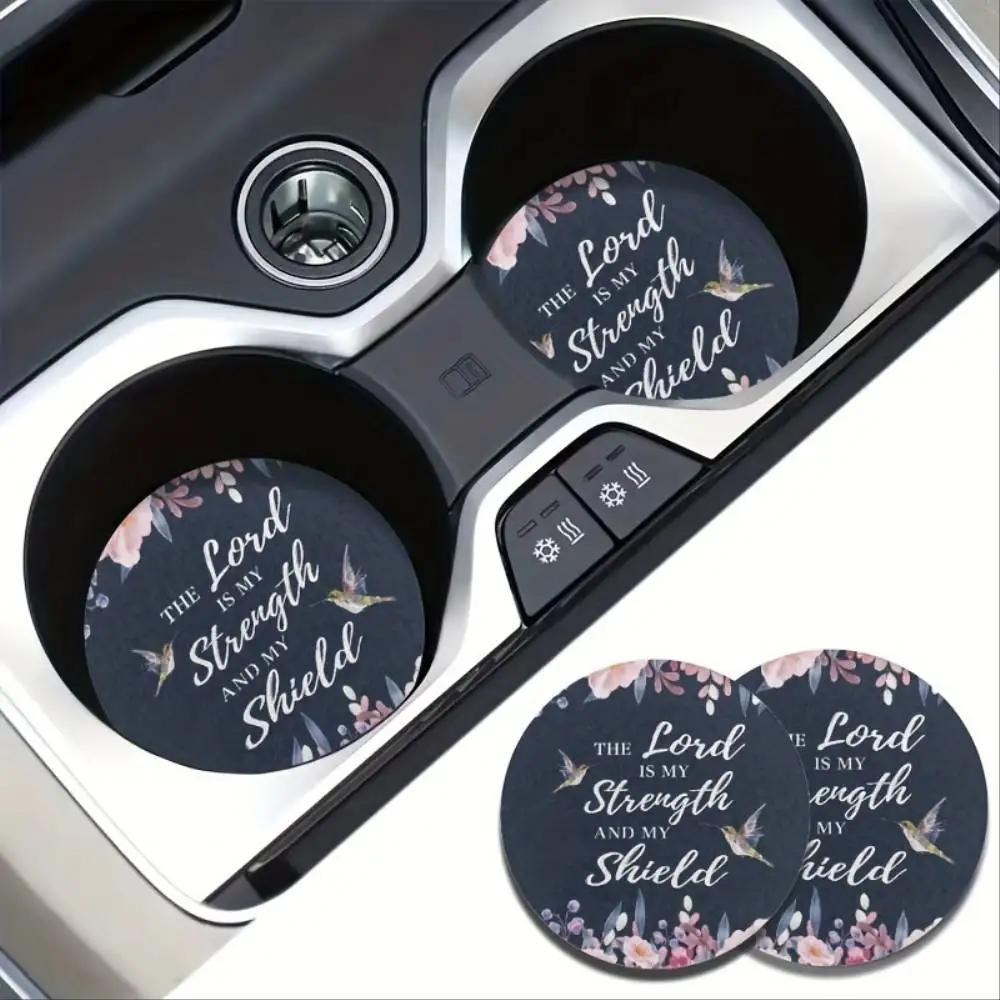 Hummingbird Flower Absorbent Car Coasters Removable Cup Holder Decor Car Parts