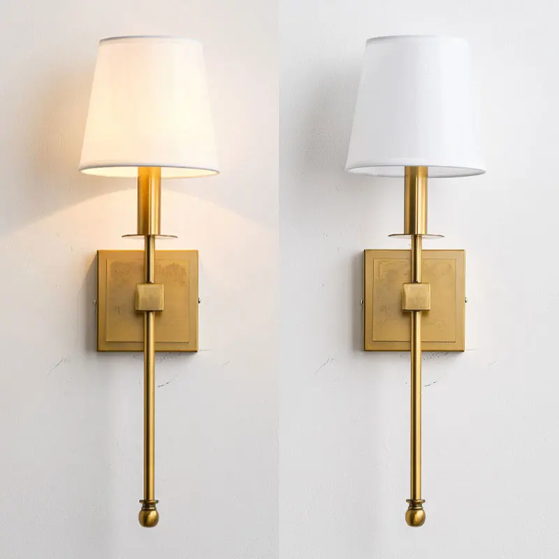 

American Minimalist Gold Wall Lamp French Living Room Wall Background Decorative Lamp Study Hallway Bedroom Bedside Lamp