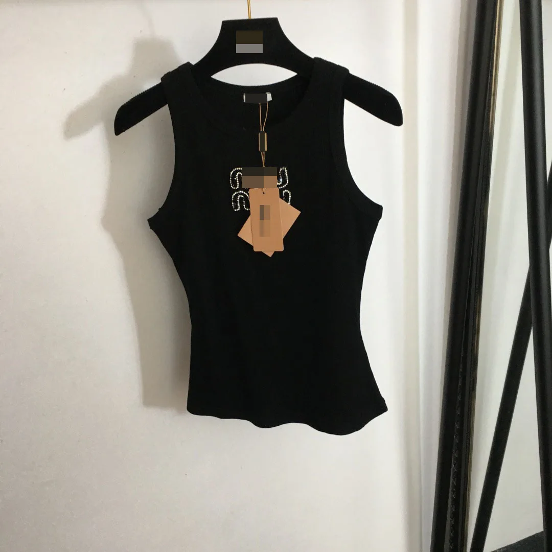 

Приталенный жилет из чистого хлопка с декоративными стразами, универсальный, модный, с круглым вырезом, без бренда, китайского производства