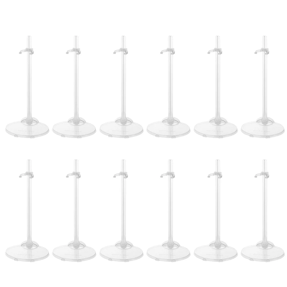 

12 Pcs Transparent Support Standing Card Waist Clear Dolls Storage Holding