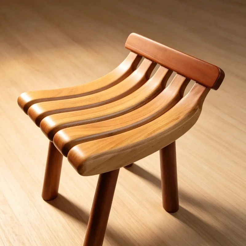 Solid wood home small chair, home living room student backrest coffee table stool, small stool, banana stool