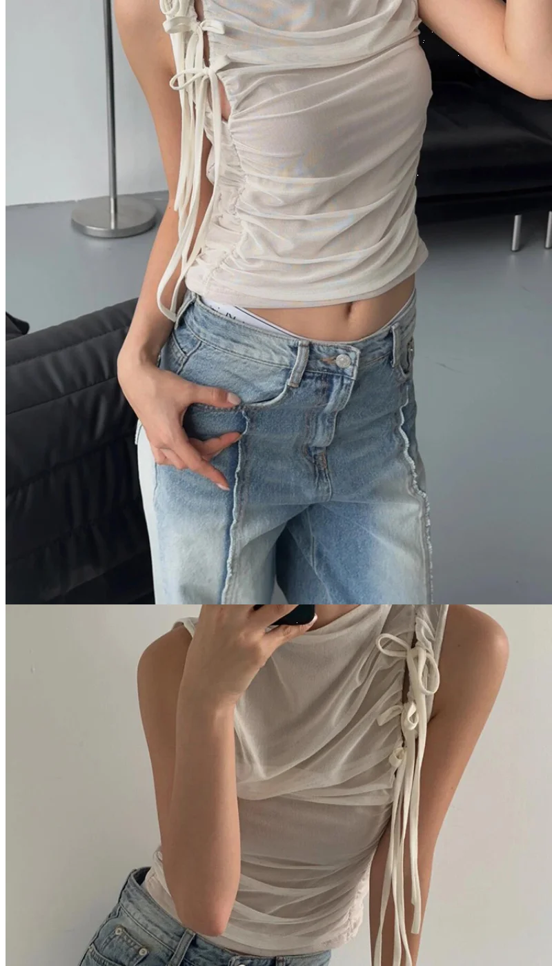 صدرية شبكية مزدوجة الطبقات جديدة لربيع وخريف 2026 مع حزام وطيات عند الخصر وياقة شبه عالية