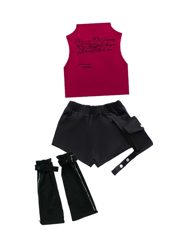 Vêtements de danse Jazz pour filles, haut nombril Kpop, short noir, Costume de danse Hip Hop de pom-pom girl, tenue de spectacle Catwalk BL16615, 2025