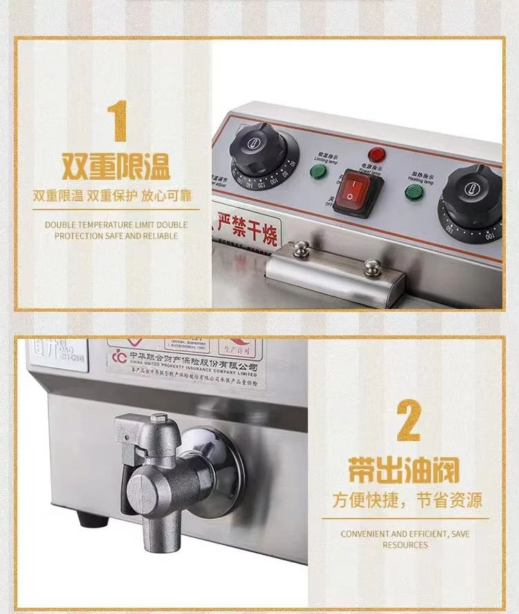 Commercial 10L Double tank Electric Deep Fried Chicken Machine / Potato Deep Fryer for Restaurant