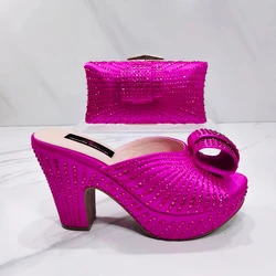 2024 New Fashion Designed Luxury Africa Bright Summer Party Banquet Elegant Ladies's Platfrom High Heel Shoe and Bag For Wedding