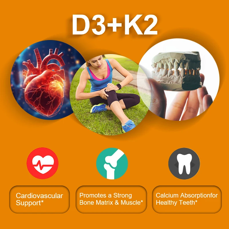 Vitamin K2 with D3 Capsules for Heart and Bone Health 120 BioPerine Softgels