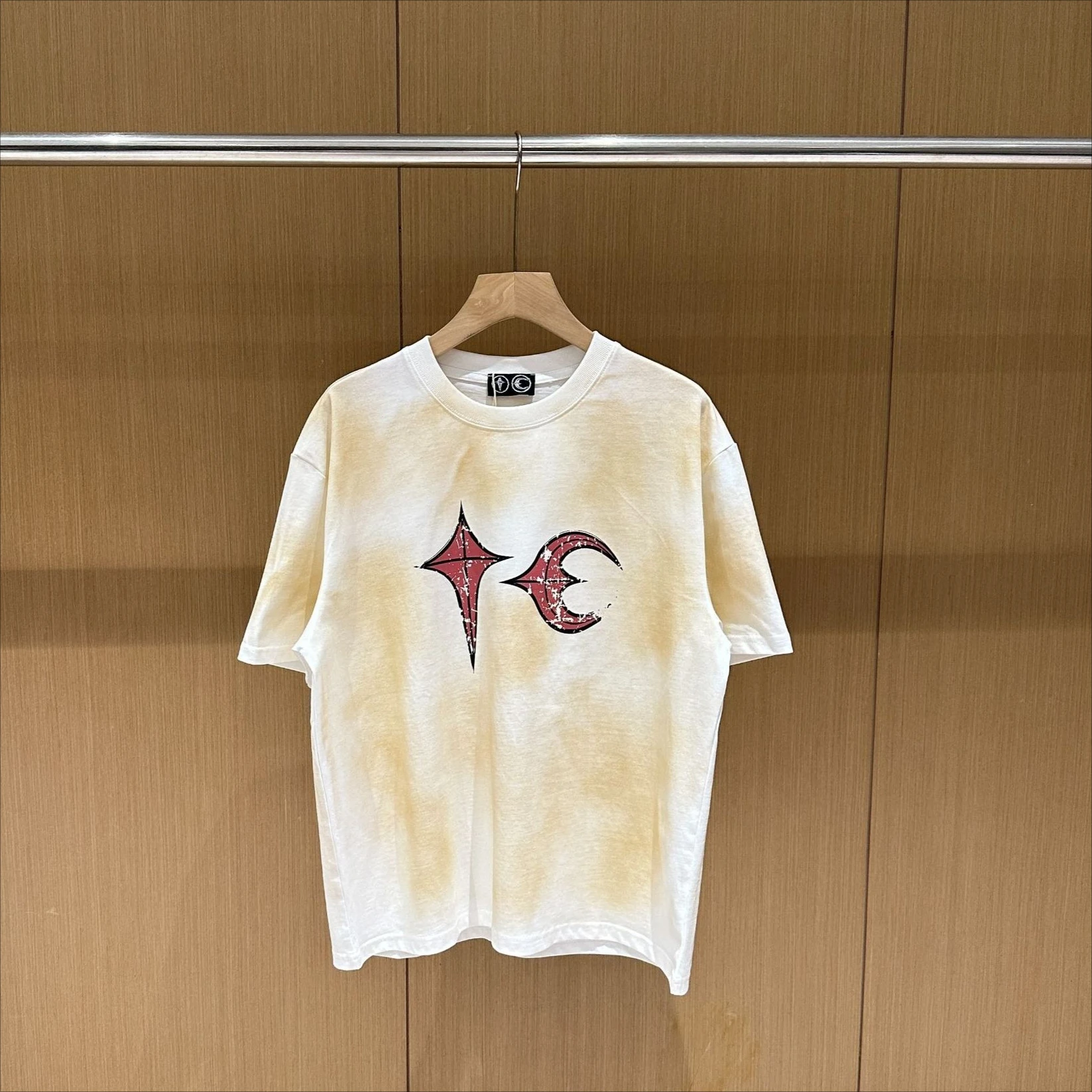 

Thug Club 2026 New Silver Studded Sleeve Pattern Star and Moon Short-Sleeve Unisex Classic T-Shirt Summer