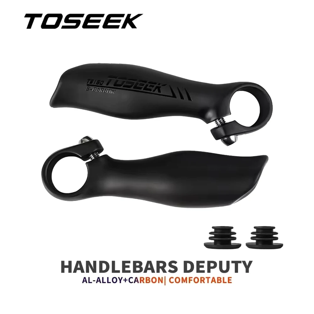

TOSEEK Carbon Fibre Bike Handlebar Bar End Mountain Bicycle Small Auxiliary Handlebar Bars Bar Parts Black Matte