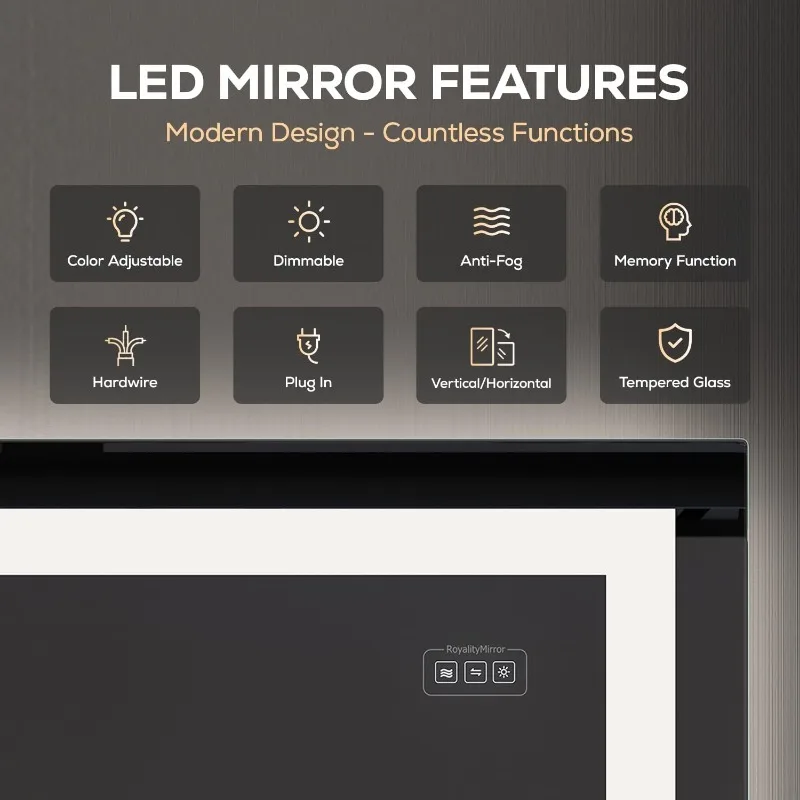 LED Bathroom Mirror - Backlit & Front Lighted Bathroom Vanity Mirror - Stepless Dimmable, Smart Memory (24