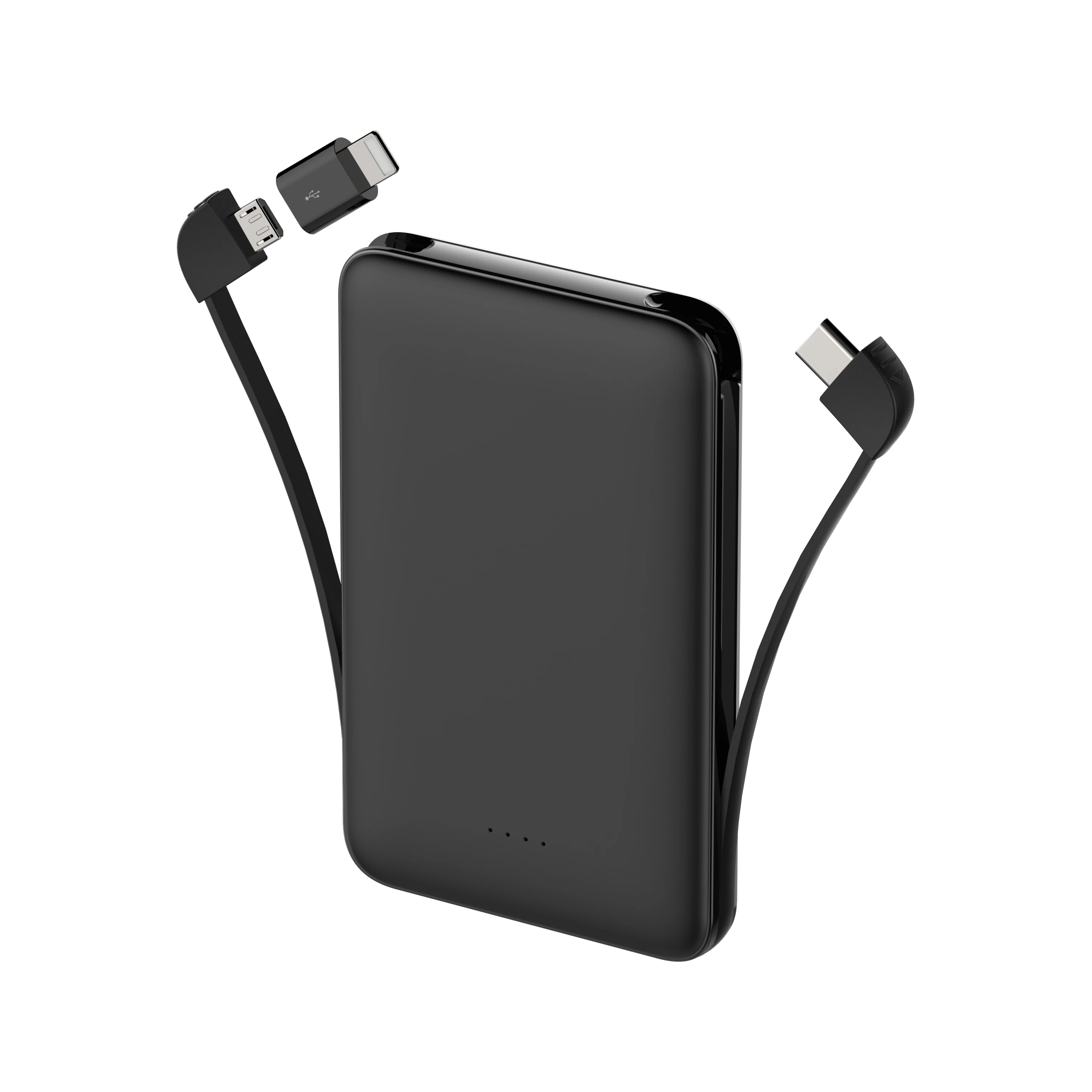 Ultra-thin Power Bank 5000mAh Built-in Cable Phone External Battery Powerbank Charger for Xiaomi Poco iPhone Samsung iPad
