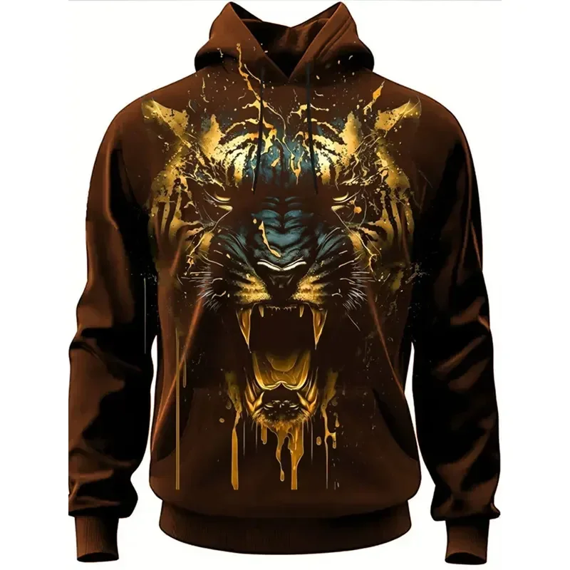 

Graphic Lion Men's Fashion 3D Print Hoodie Streetwear Hoodies Long Sleeve Hooded Print Front Pocket Spring Hoodie Sweatshirt
