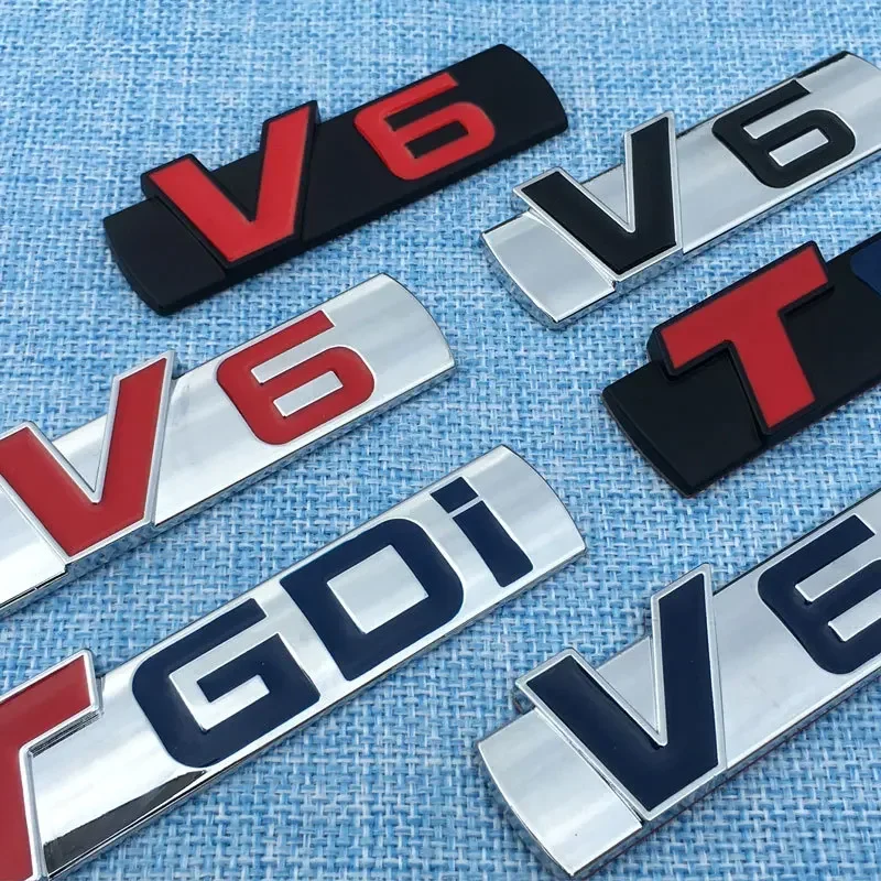 Araba Styling Metal V6 motor logosu amblem gövde spor Turbo oto rozet 3D Sticker çıkartma aksesuarları