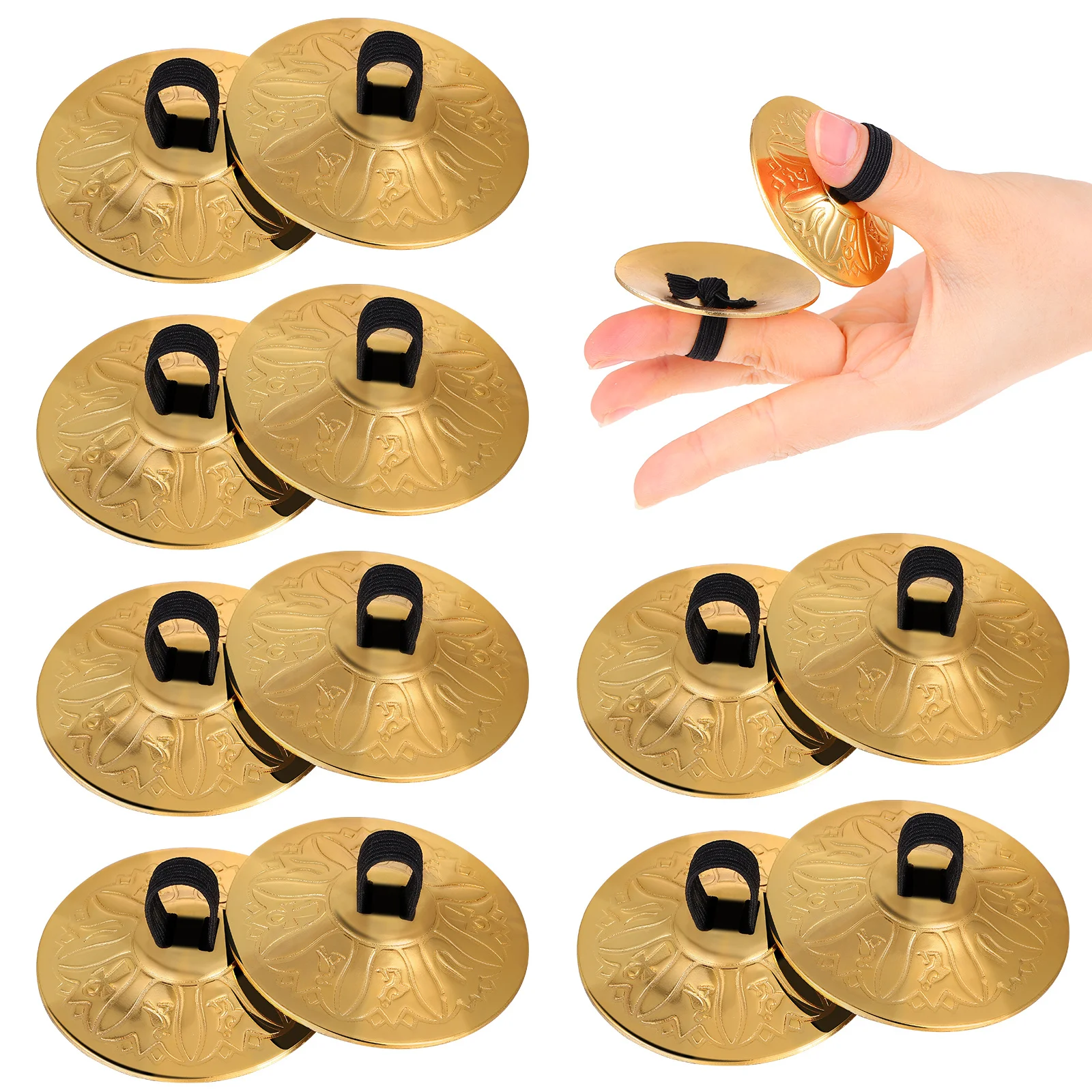 

10Pcs Finger Cymbals Copper Mini Cymbals for Lightweight Portable Wide Applications in Dance Parties Finger Instrument