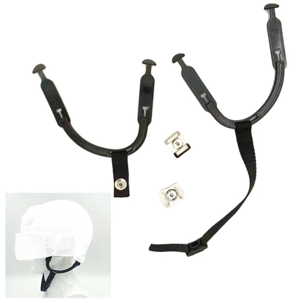 1 Set Hockey Helmet Chin Strap With 2 Stainless Steel Snaps Hockey Ear Sling Loops Repair Kit For Ice Hockey Helmet