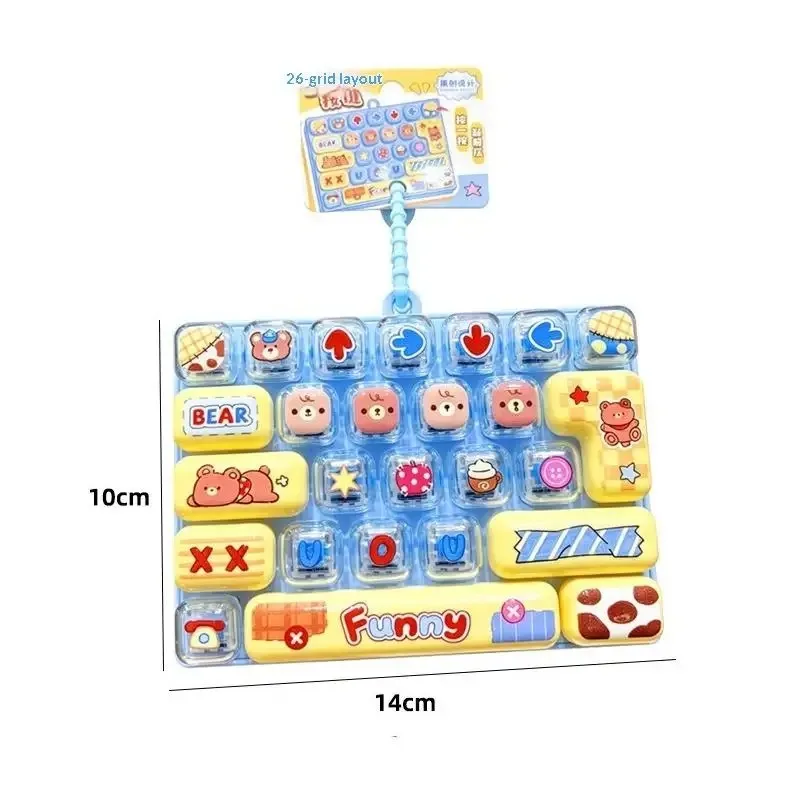 Candy Color Fidget Keycap Clicker Keychain Cute 26 Keys Stress Relief Keyboard Toy Bag Pendant Cartoon Fidget Key Ring// view 6