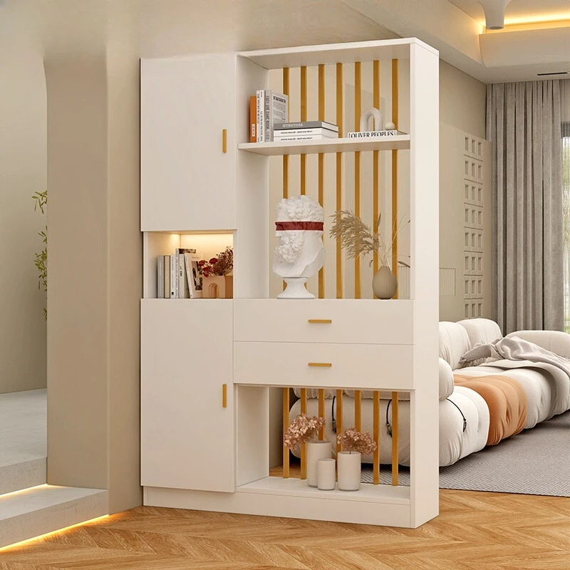 

Door-to-door screen partition cabinet New Chinese-style shelf Living room Modern solid wood facing the door Double-sided entranc