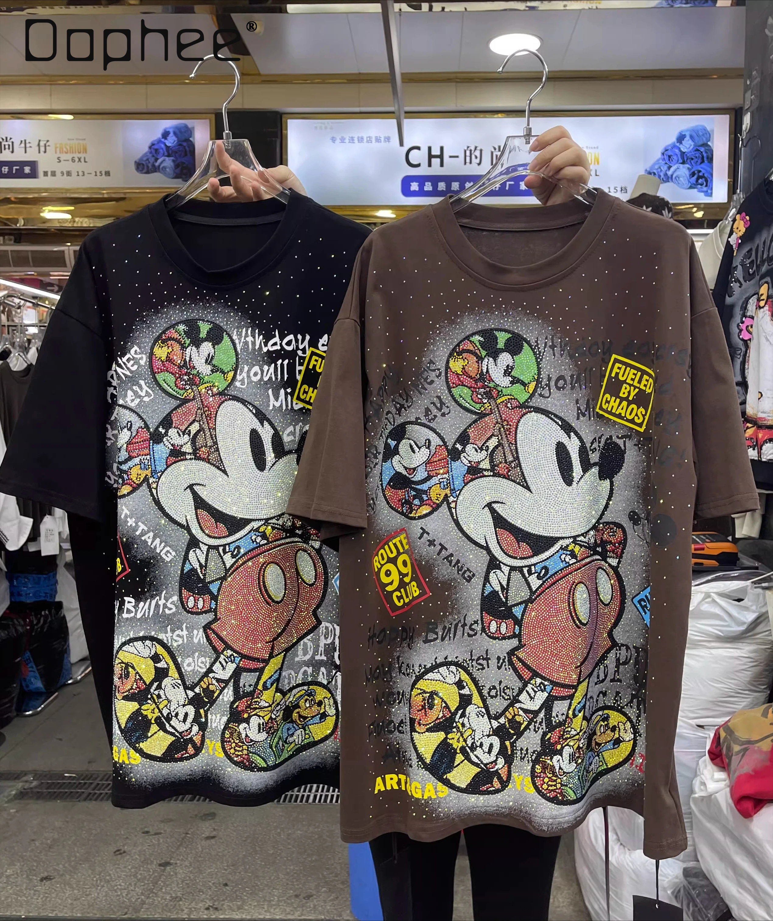 

Short Sleeve T-Shirt 2026 European Trendy Brand New Heavy Craft Fashion Cartoon Youthful Loose Oversized Women Tops