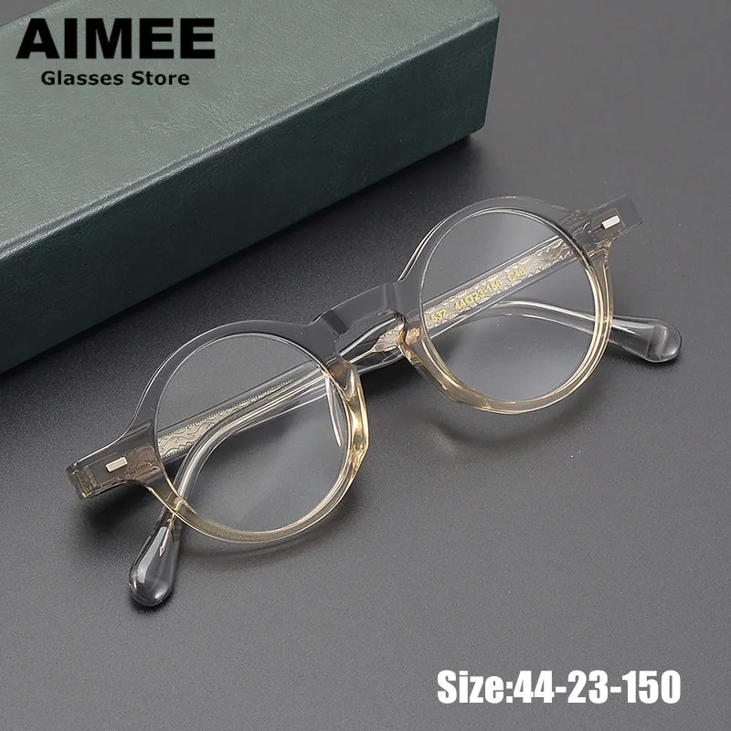 

Vintage Round Acetate Glasses Frame Japanese Handmade Men Women Fashion Prescription Eyeglasses Optical Spectacles Frames 532