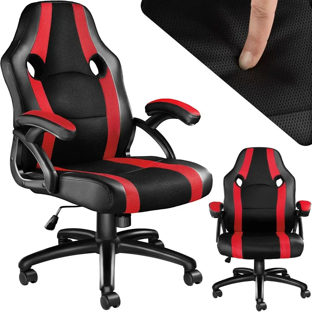 360 °   Chaise de bureau ergonomique pivotante avec hauteur réglable, roulettes et accoudoirs pour un télétravail et des jeux confortables