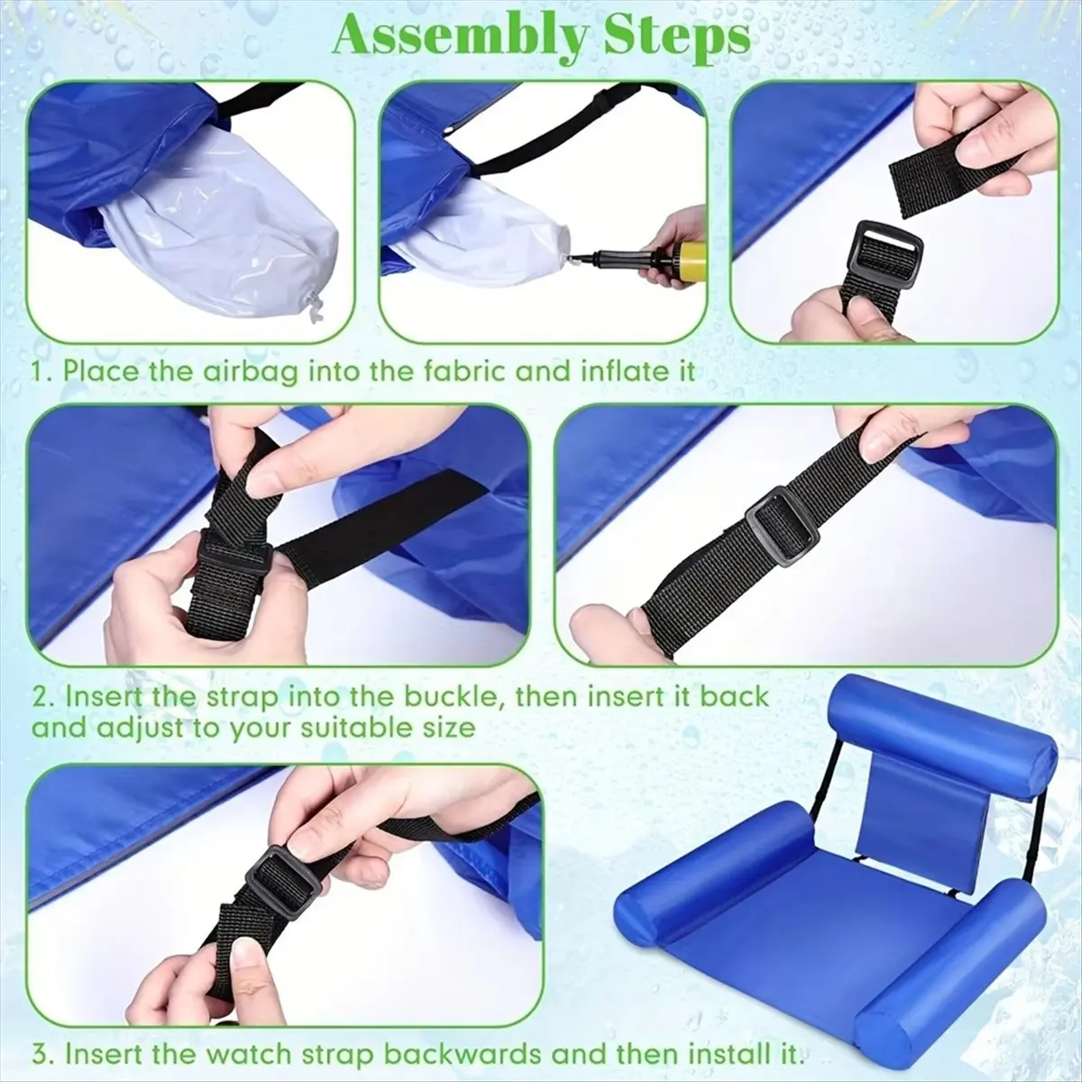 

Надувное кресло-гамак T22C для взрослых, 1 шт., для бассейна, плавающее на воде (с пенопластовой спинкой)