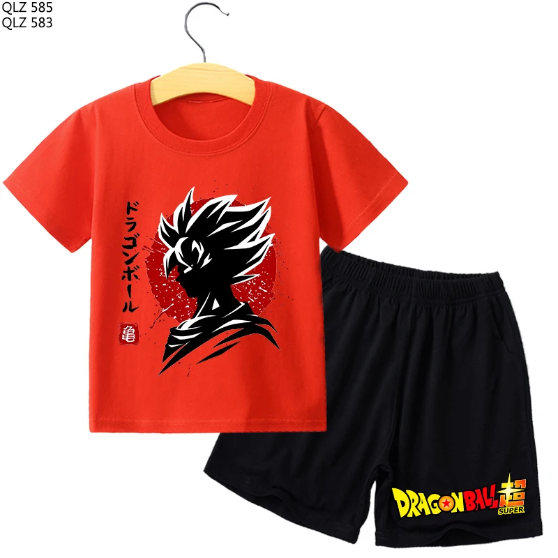 Детская футболка Dragon Ball, шорты, костюм для мальчиков и девочек, летняя одежда, спортивный костюм, футболки с принтом аниме, детские пижамные комплекты, хит продаж