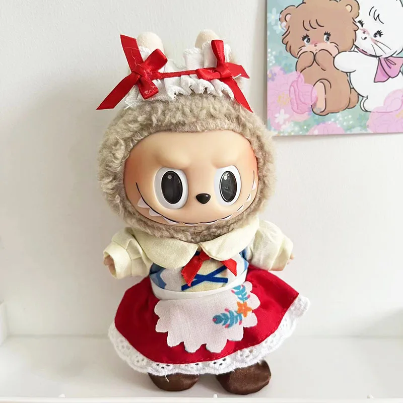 Ropa de Mini muñeca de peluche, Sudadera con capucha, suéter, mono de muñecas de ídolo Labubu, ropa sin accesorios de muñeca para Kpop Exo de Corea, 17cm