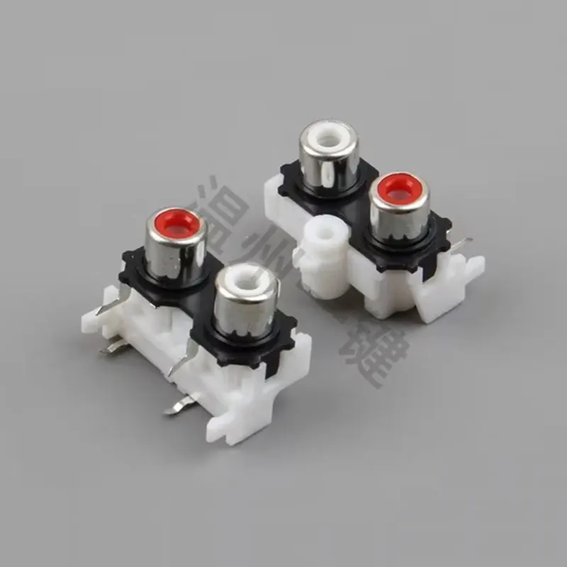 5pcs AV Core Socket 4-Pin RCA Seat 2-Hole Welding Audio and Video Socket Lotus Holder AV2-8.4-14