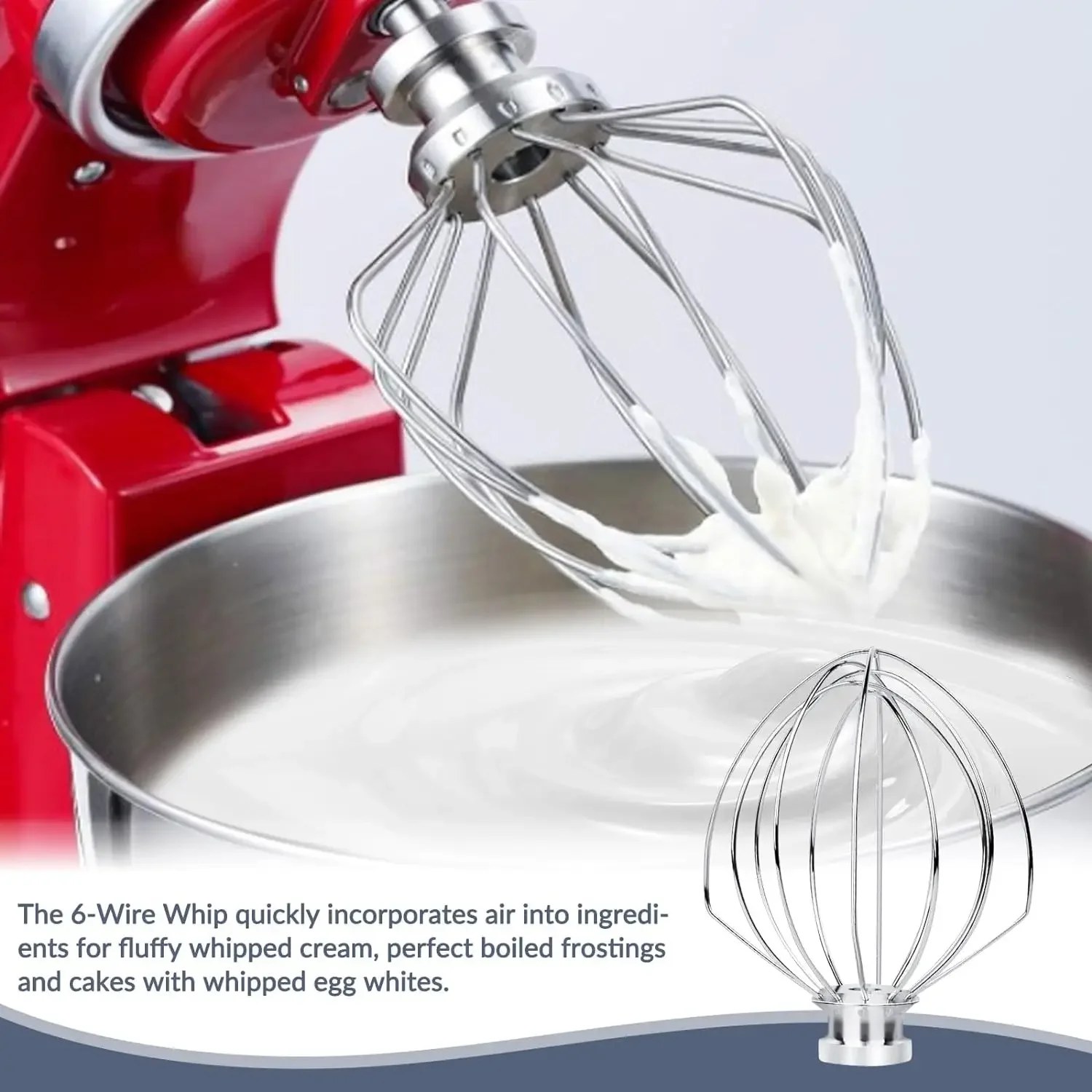 Picture 5: K45WW Stainless Steel Wire Whip Mixer Accessory Replacement for KitchenAid 4.5-5QT Bowl Rack Mixer