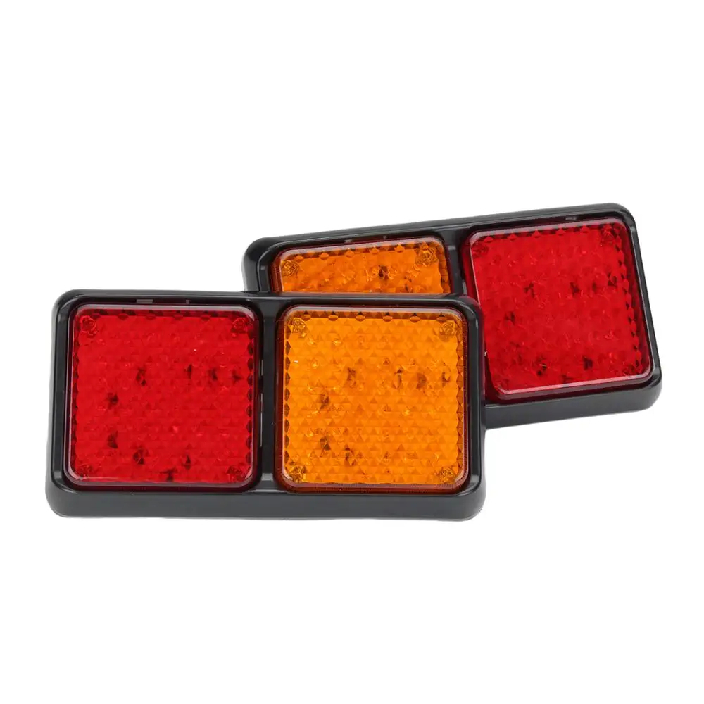 2Pcs 12V 72LEDs Tail Lights Red Yellow Brake Turn Signal Lamp for Trailer Truck Caravan waterproof dustproof