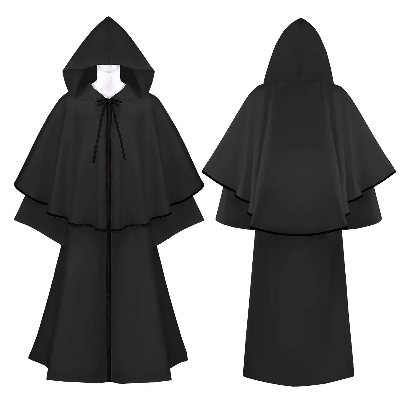 Halloween Medieval Monk Robe Cloak Renaissance Priest Role-playing Costume Wizard Dress Cloak Robe Monk Hooded Cloak Performance