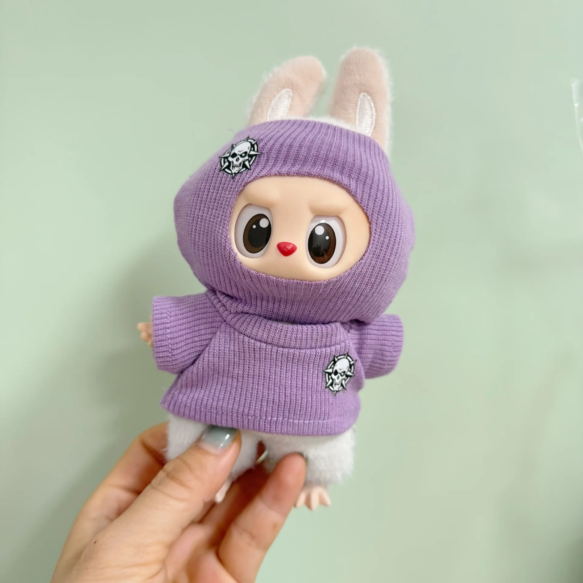 

Labubu's Clothes Cute Streetwear Hoodie Outfit With Skull Badge For 15/17cm 1st-3rd Gen