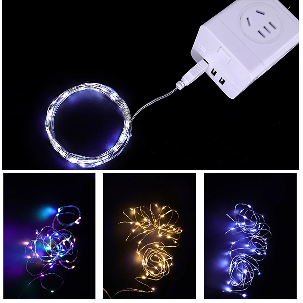 USB LED String Lights Led Copper Silver Wire  Fairy Lights Waterproof  5/10/20M Garland For Christmas Wedding Party Decoration
