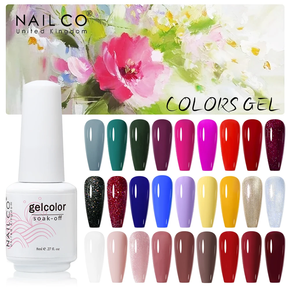 NAILCO-Verhéritage à Ongles Gel UV LED, Base Laque Semi-Continue, Top Coat, Longue Durée, Nail Art, Hybride, Bouteille Blanche, 8ml