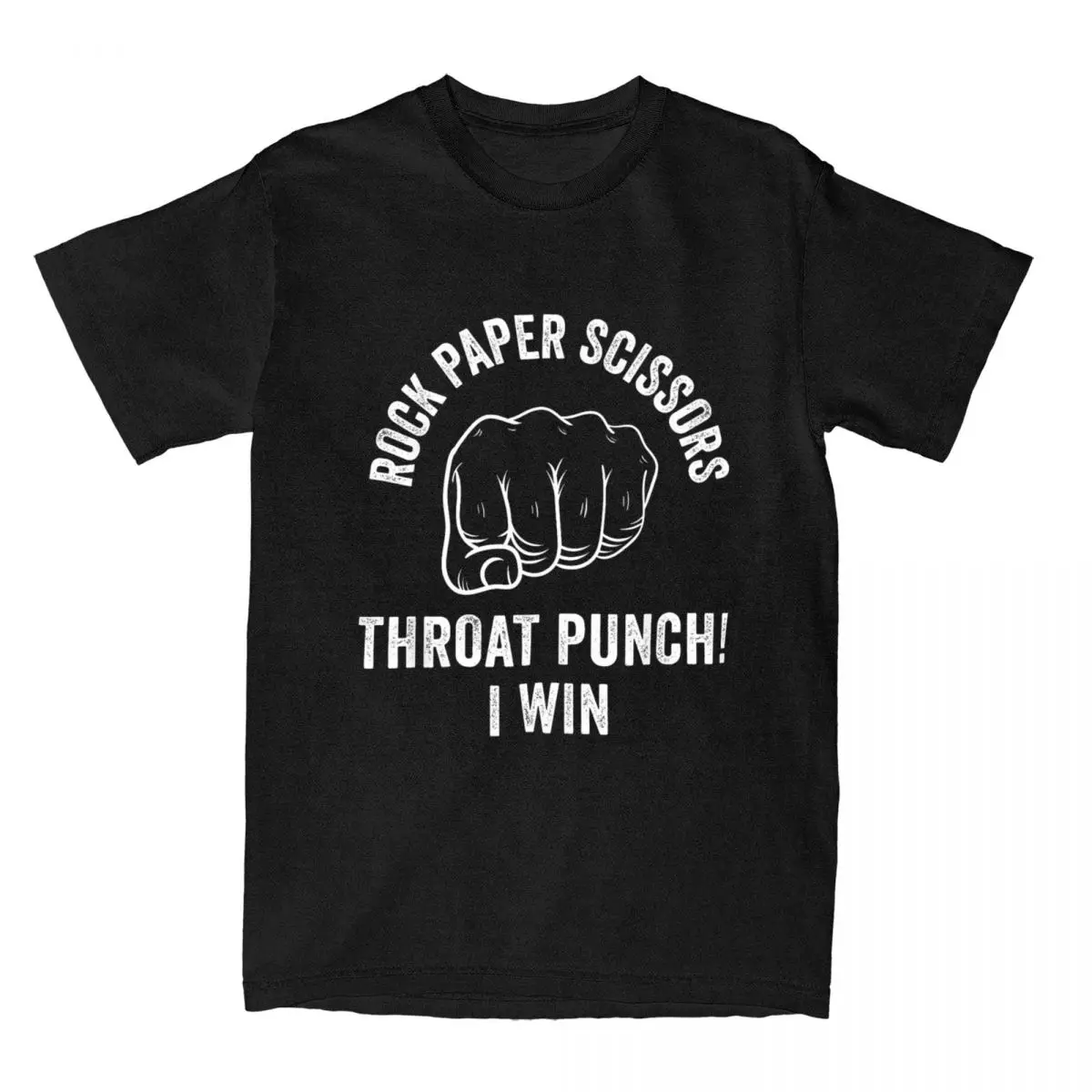 Men T-Shirts Men's Rock Paper Scissors Throat Punch I Win Sarcastic Design Cotton Tees Funny T Shirt Clothes Graphic Printed