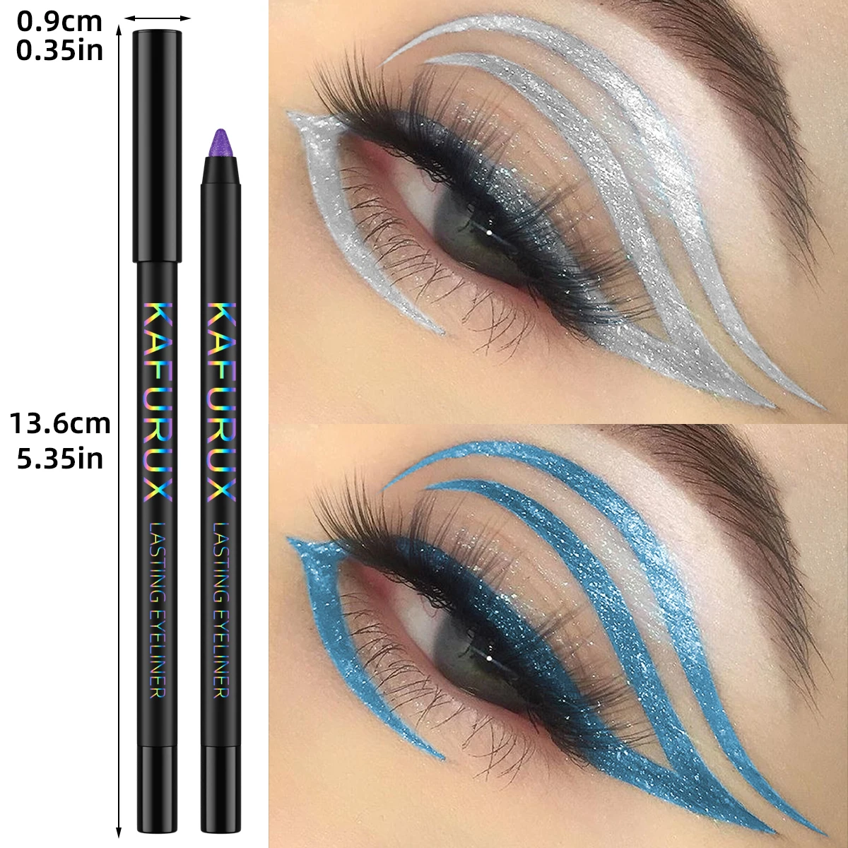 Stylo Eyeliner coloré, bâton Eyeliner métallique à paillettes nacrées et scintillantes, longue durée, imperméable, blanc et noir, 1 pièce