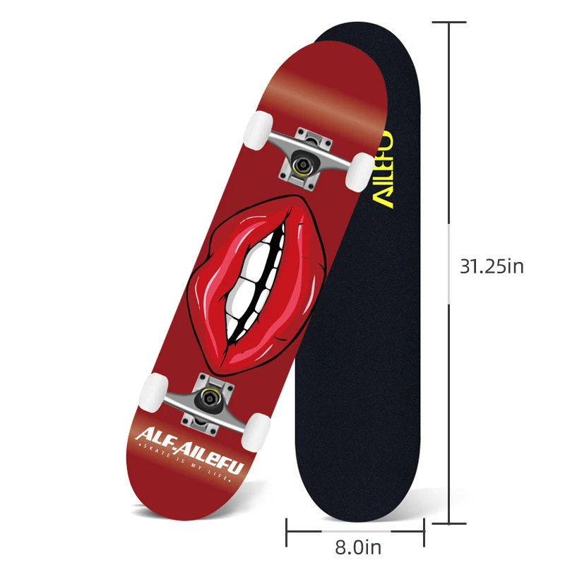 تصميم بالجملة رخيص لوح تزلج احترافي من خشب القيقب المخصص الخاص بك ألواح تزلج كاملة