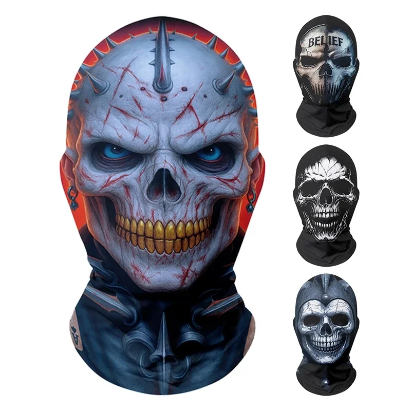 1pcs Sublimation Print Horror Skull Headgear Balaclava Costume Horror Halloween Cosyplay Decoration Full Face Party Mask