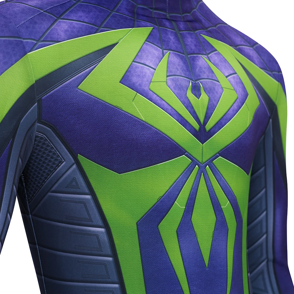 

Manluyunxiao Purple Reign Suit Spider Hero Cosplay Costume Full Set Jumpsuit For Halloween Christmas Party