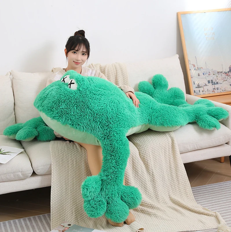 

100cm Cute Giant Frog Plush Toy Soft Stuffed Big Eyes Frogs Throw Pillow Cushion Home Decor Funny Birthday Gift for Kids Friends