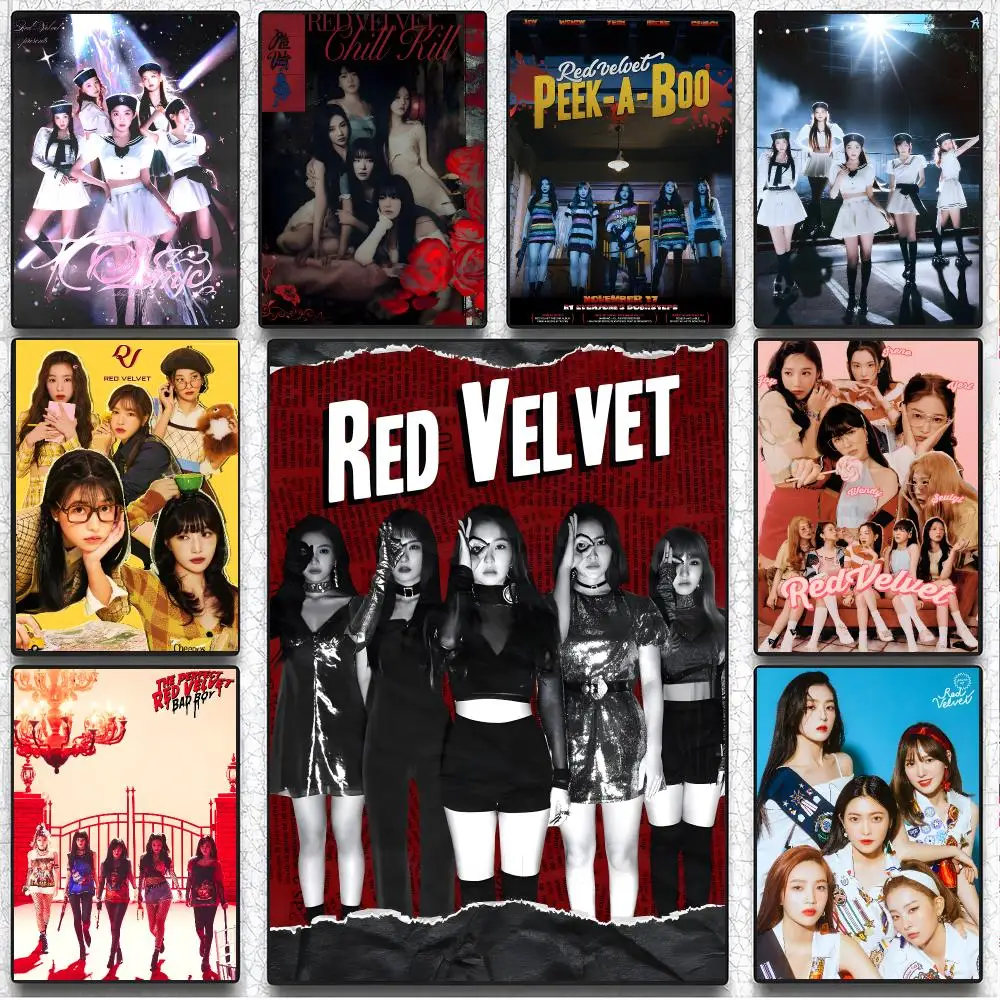 K-pop Girl Group Red Velvet Poster Artistic Peel-Off Wall Decor, Indoor Outdoor Home Ornament for Collectors