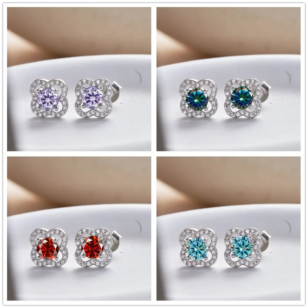 

5 мм x 2 шт. серьги с муассанитом, цветок, стерлинговое серебро 925 пробы, цвет D, бриллиантовые серьги-гвоздики для женщин, ювелирные украшения на годовщину свадьбы