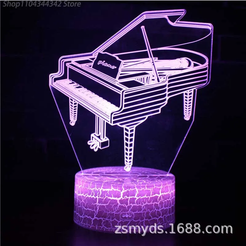 3D Acrylic Creative Piano Violin Night Light Living Room Bedhead Creative Parent Child Toy Gift Display Light USB Atmosphere Lig