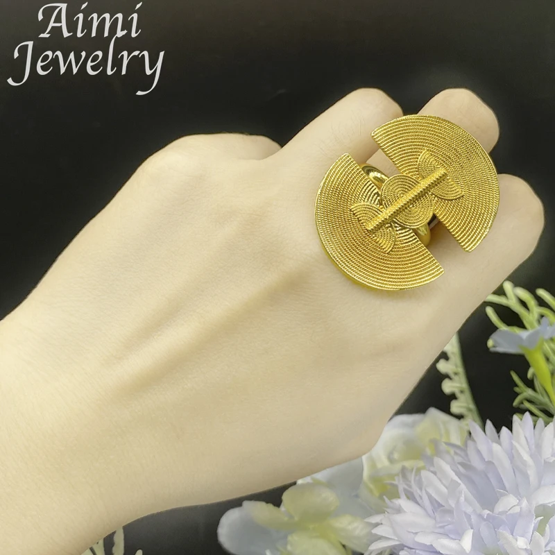 Exquisite Trendy Women Earring Rings 18K Gold Plated Jewelry Set Luxury Fashion Female Party Bridal Wedding Anniversary Gifts