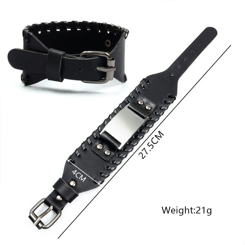 HNSP Viking Rune Leather Bracelet For Men Punk Street Style Jewelry Accessory