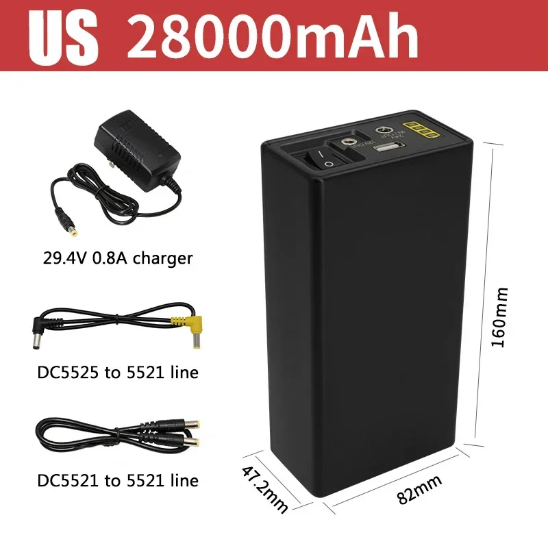 Power Bank 24V 12V extra batterij Oplaadbare lithiumbatterij 44800 mAh 18650 extra 18650 UPS-batterij met grote capaciteit